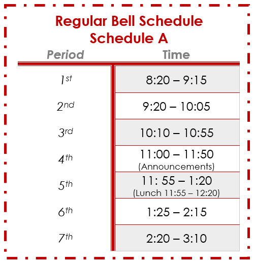 24-25 Bell Schedule A